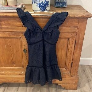 Knee-length A line navy Rebecca Taylor dress.